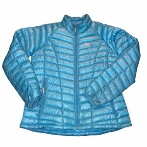 Mountain hardwear women L blue puffer jacket